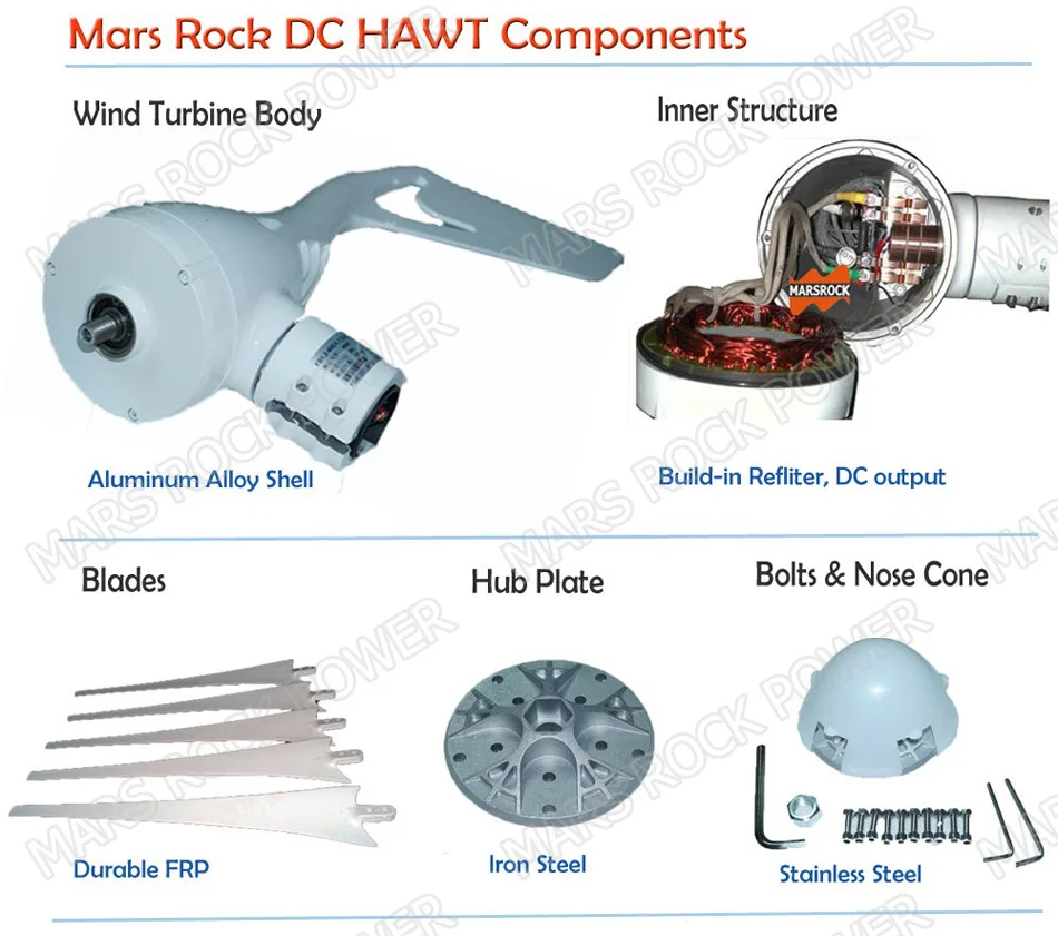  Free shipping 12V or 24VDC auto Match 5 blades 400W Wind Turbine Generator with built-in Charge Con