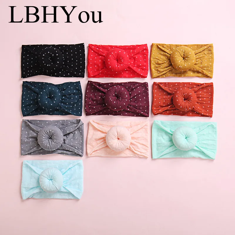 1pcs Newborn Baby Girls Dount Wide Nylon Headbands,Super Soft Dot Prints Nylon Turban Headwraps,Princess Girls Hair Accessories