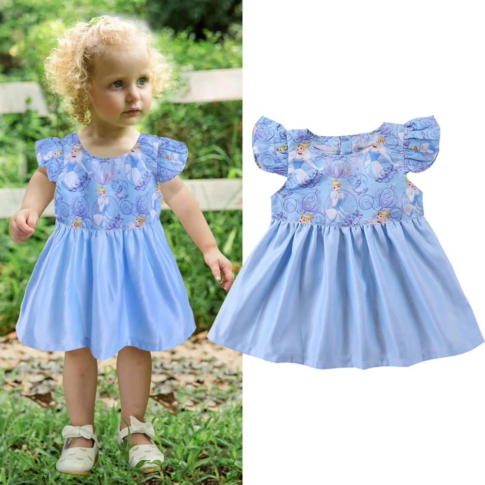 Для маленьких девочек платье принцессы с рукавами-крылышками цветочный праздничное платье летняя одежда красивое платье для маленьких девочек Сарафан От 6 месяцев до 4 лет