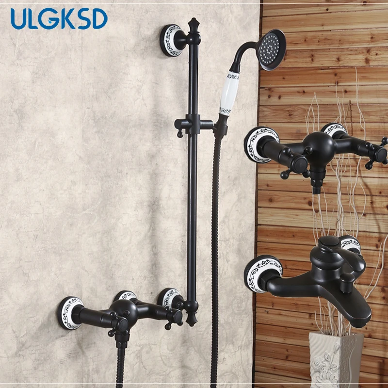 

ULGKSD Shower Faucet handshower dual switch oil rubbed bronze shower set system mixing valve mixer water tap for bathroom