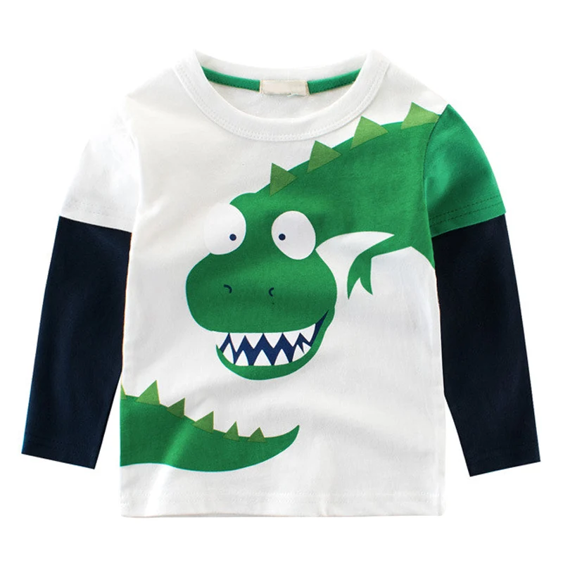 

Boys Tees Autumn Spring Cartoon Dinosaur Cotton Long Sleeve Tops T-shirt Children Clothes Baby Tees Blouse Children's Clothing