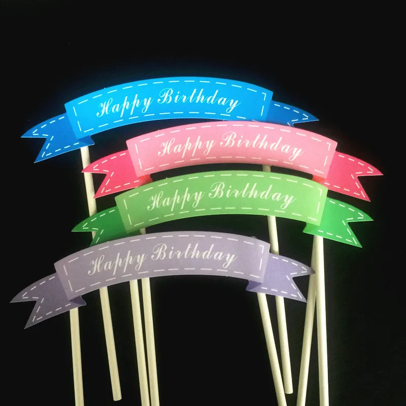 12PCS cake flags Happy Birthday Cupcake Cake Topper picks 