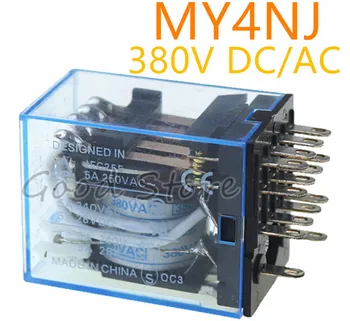 

10Pcs MY4NJ DC AC 380V Electronic Micro Mini Electromagnetic Relay 5A 14PIN Coil 4DPDT Green LED Indicator Relay Switch