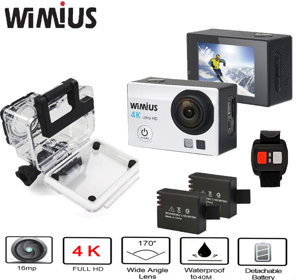 Wimius Zoom Action Camera 4k WIFI 2.4G wireless Remote Control 16MP Full HD 1080P 60fps wide Angle Mini Video Sports Helmet Cam