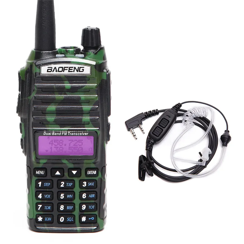 Baofeng UV-82 Plus Dual PTT Walkie Talkie 8 Вт Мощный УКВ 10 км портативный CB портативный BF-UV82+ Акустическая трубка-наушник