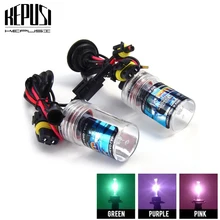 Buy 2pcs Car Headlight HID Xenon H8 H9 H11 Bulb 35W 4300K 6000K 8000K Purple Pink Green Deep Blue Auto Lamp AC 12V Xenon Fog Lamp Free Shipping