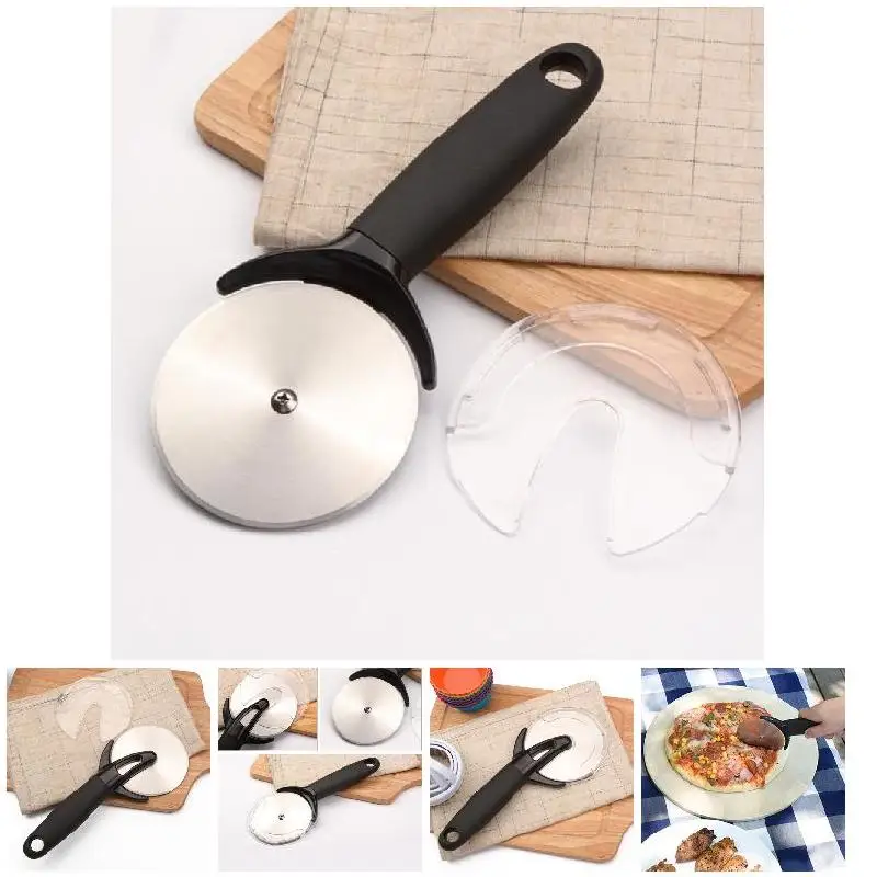 Stainless Steel Pizza Cutter with Cover TPR Handle Home Kitchen Pastry