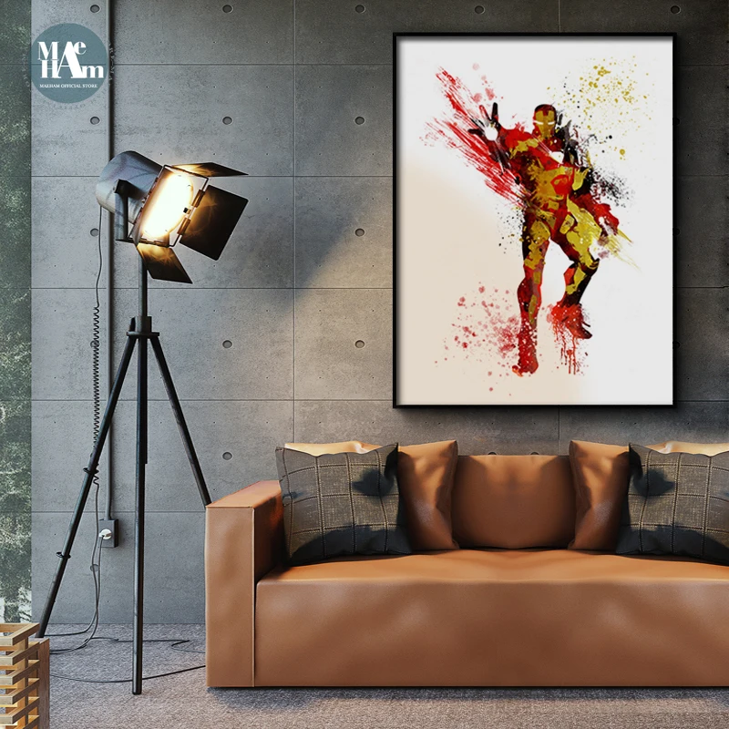 

Watercolor Abstract Iron man cartoon super hero wall art Canvas posters Painting Print Posters for Living Room Morden Home Decor