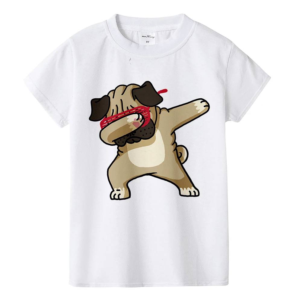 Детская футболка с единорогом, Детские футболки для мальчиков и девочек, футболка с собачкой, забавная футболка для малышей, Детская летняя одежда в стиле хип-хоп - Цвет: K523-KSTWH-