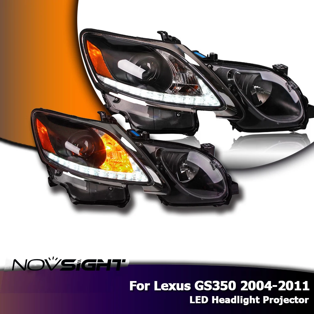 

NOVSIGHT 2X LED Headlights Projector Assembley DRL w/ Turn Signal For Lexus GS350 2004-2011