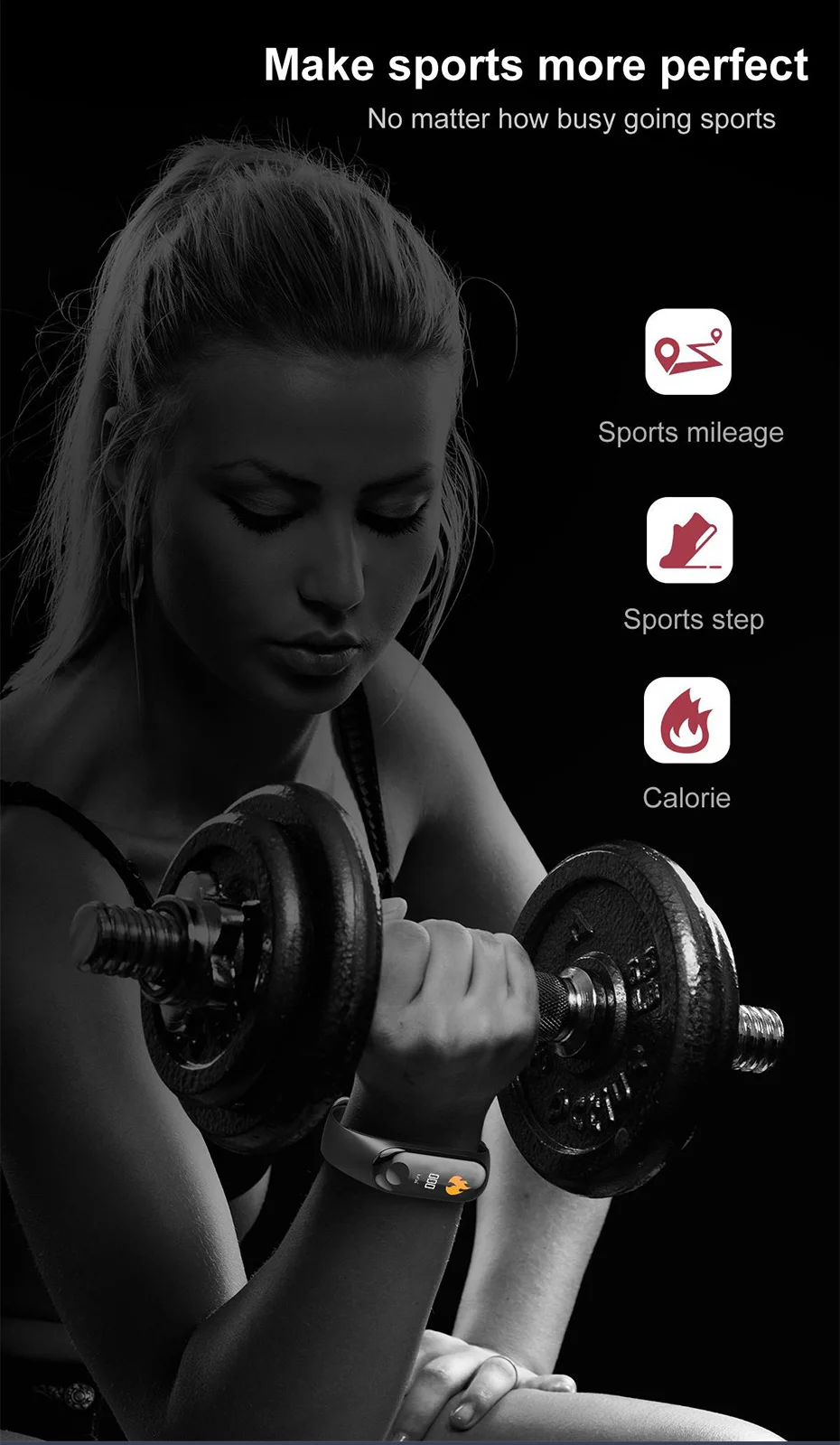Newest Smart bracelet M3 Sports Blood Pressure Oxygen Heart Rate Monitor Watch Message Caller Smart Band PK For Xiomi mi band 3 (7)