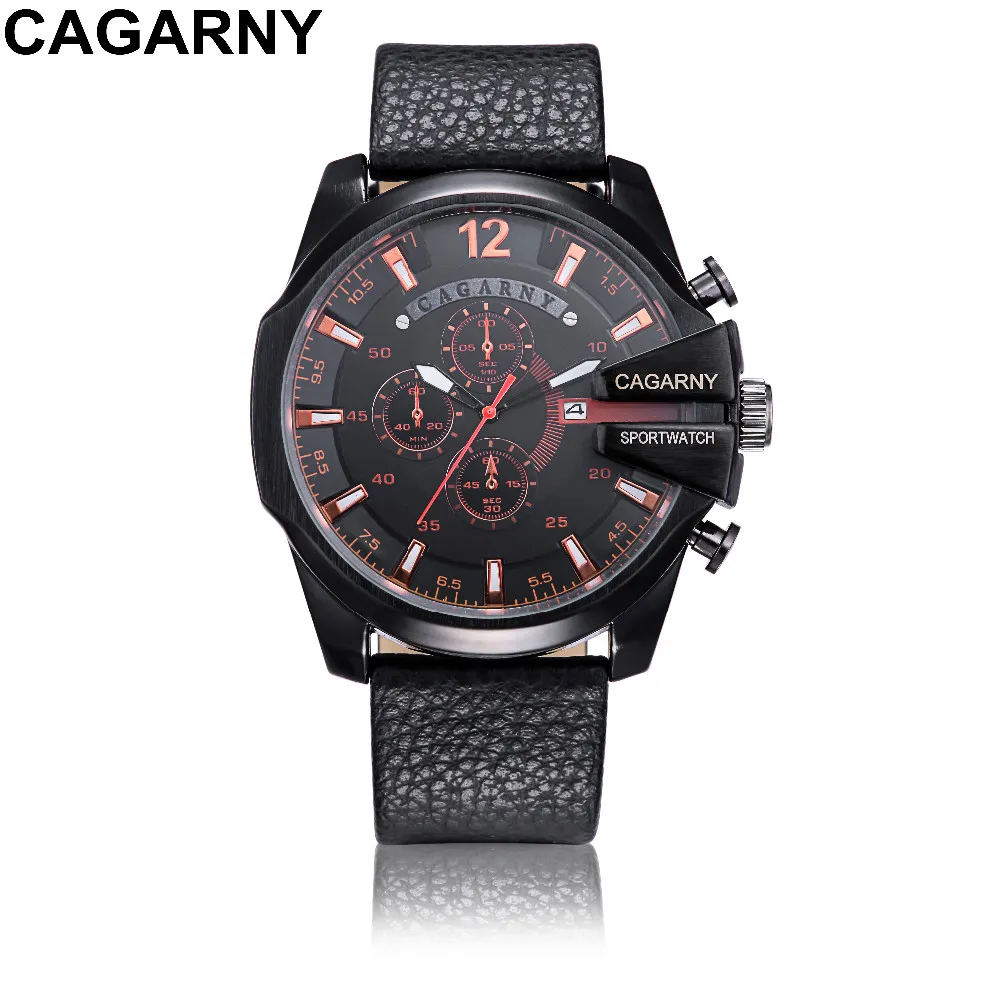 Reloj Hombre Роскошные Брендовые мужские часы CAGARNY с кожаным ремешком кварцевые часы военные спортивные мужские часы Relogio Masculino