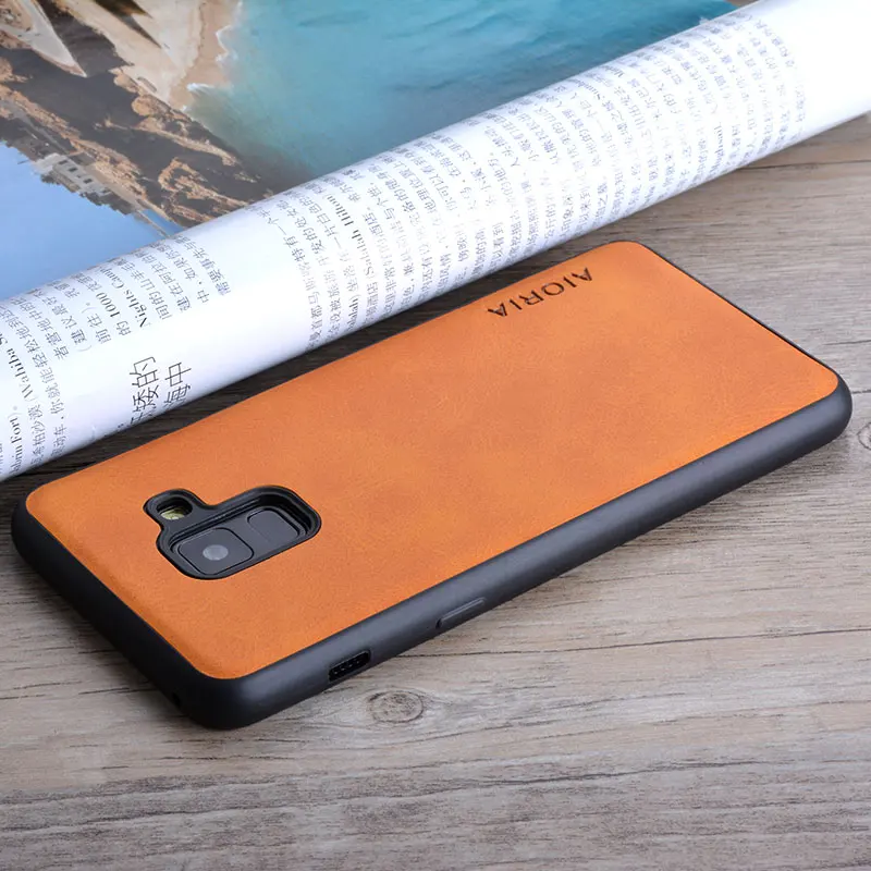 Caso para Samsung Galaxy A8 plus 2018 coque Vintage de lujo de la piel de cuero para Samsung Galaxy A8 Plus 2018 teléfono caso funda