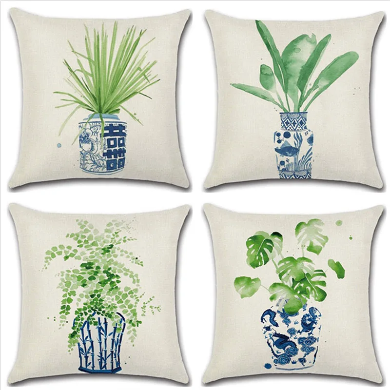 2PC/SET Home Tropical Rainforest Green Leaves Bonsai Pillowcases For Office Bedroom Pillow Case Decorative Pillowcase 45*45cm | Дом и сад