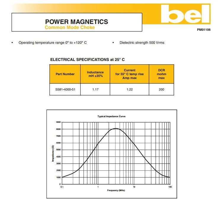 S581-4000-51 SMD common mode inductor 1.17MH 1.22A common mode choke inductor low RF interference magnetic ring 2