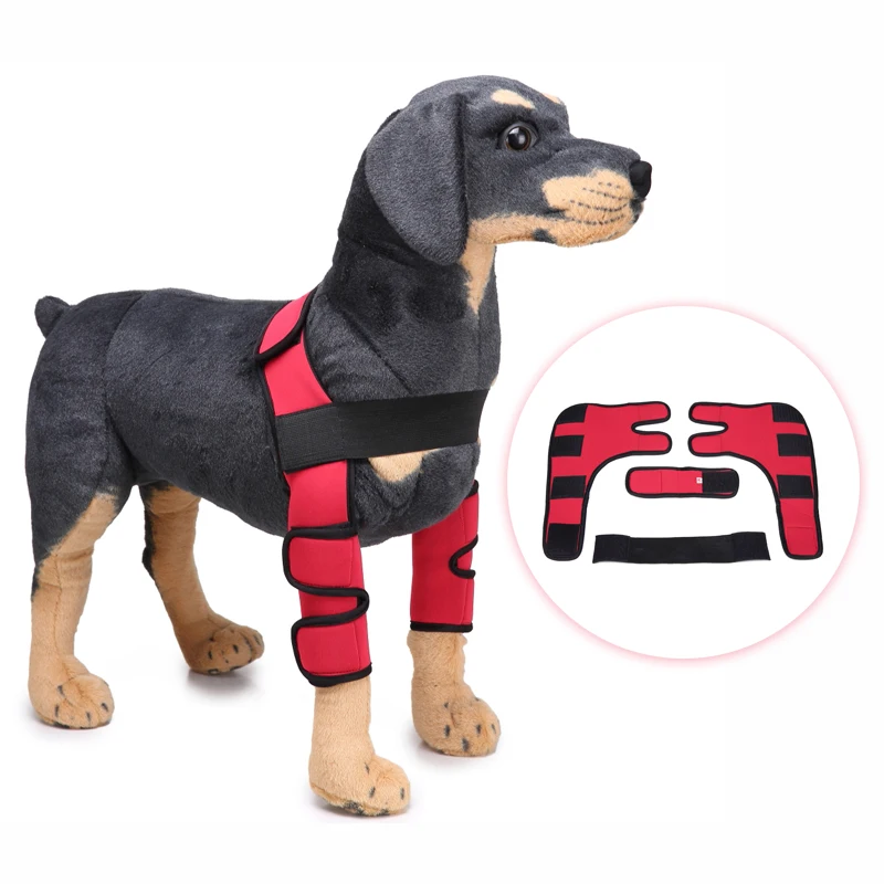 

High Quality SBR Pets Dog Legs Injury Recover 2 sets Protector Joint Knee Wrap Support Breathable Feet Survival Brace Wound Heal