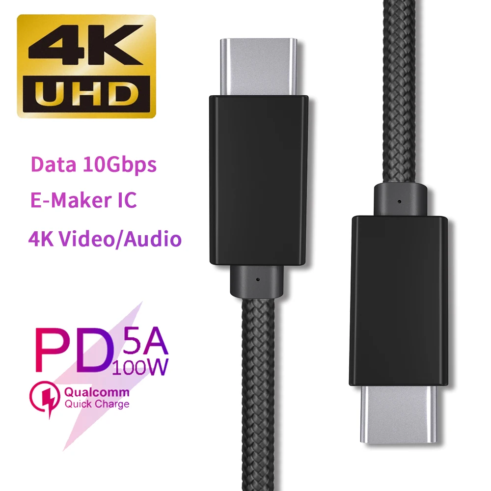 

USB 3.1 Type C Cable PD 100W Fast Charging Cable USB C to USB C Cable For Macbook pro Huawei Matebook P30 Samsung S9 S10 xiaomi