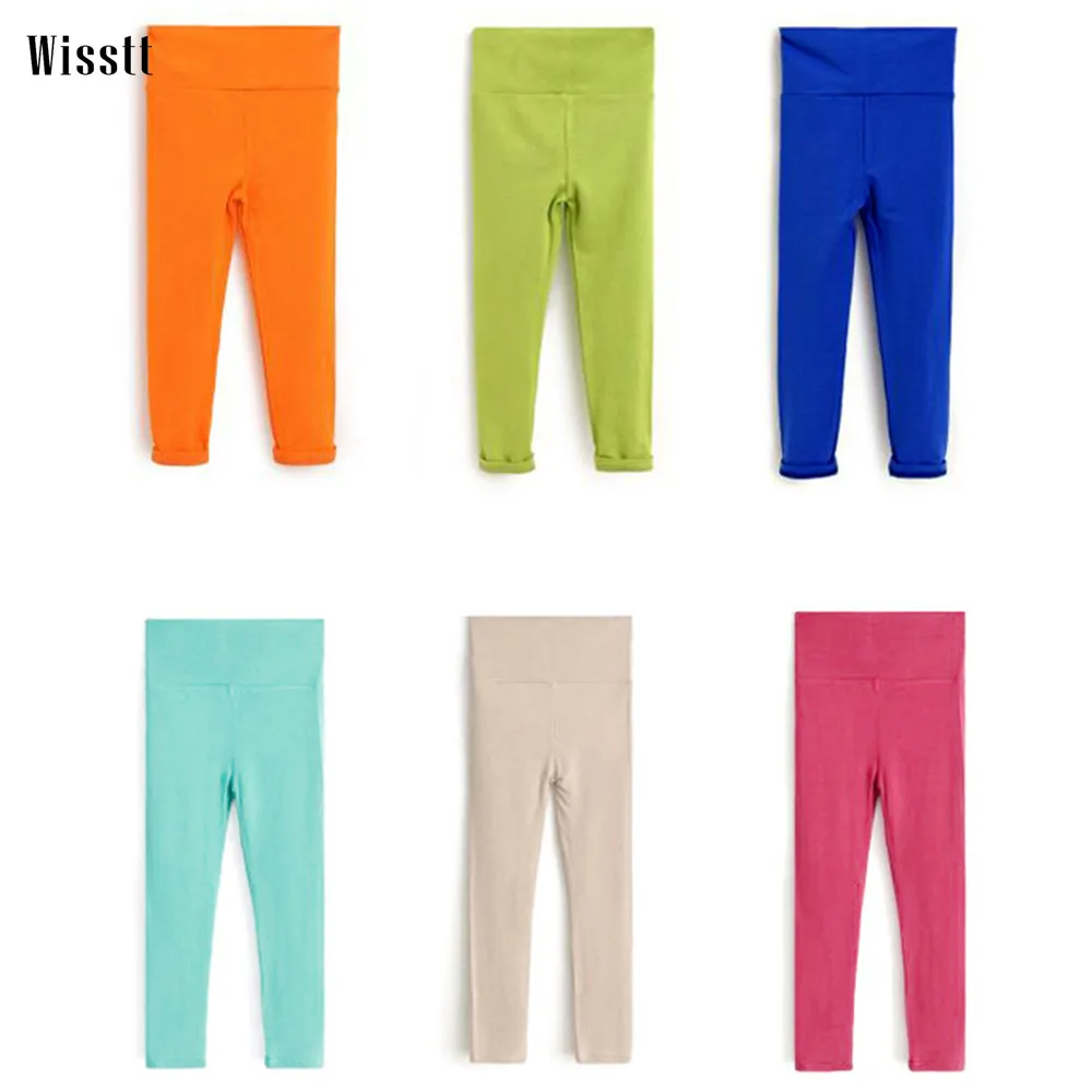 2017 Candy Color Kids Girl Cotton Leggings Children Cropped Capris Pants Panties