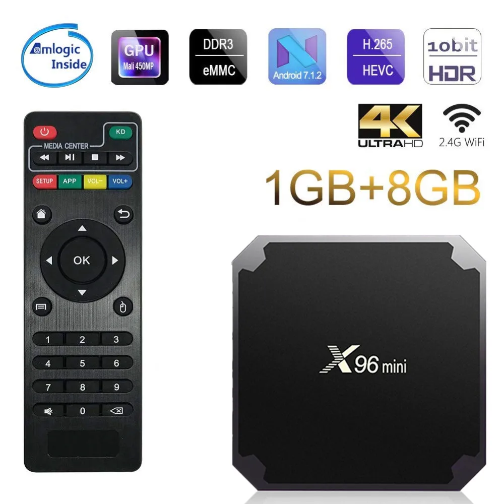 ТВ приставка X96mini Android 7 1 Smart Tv WiFi 4K 2GB 16GB Amlogic 1GB 8GB S905W четырехъядерный медиаплеер X96