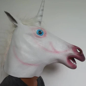 

Creepy Unicorn Head Latex Mask Halloween Costume Theater Prank Prop Crazy Masks