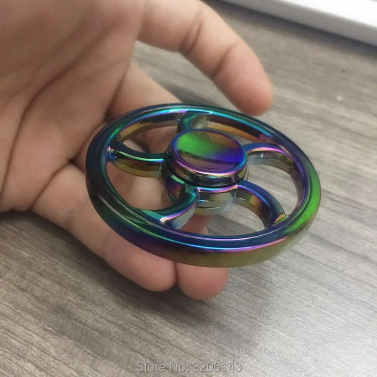 Colorful Wheel Fingertip Gyro Fidget Spinner For ADHD Anti Stress Zinc Alloy Hand Spinner EDC Toy Meatal Box