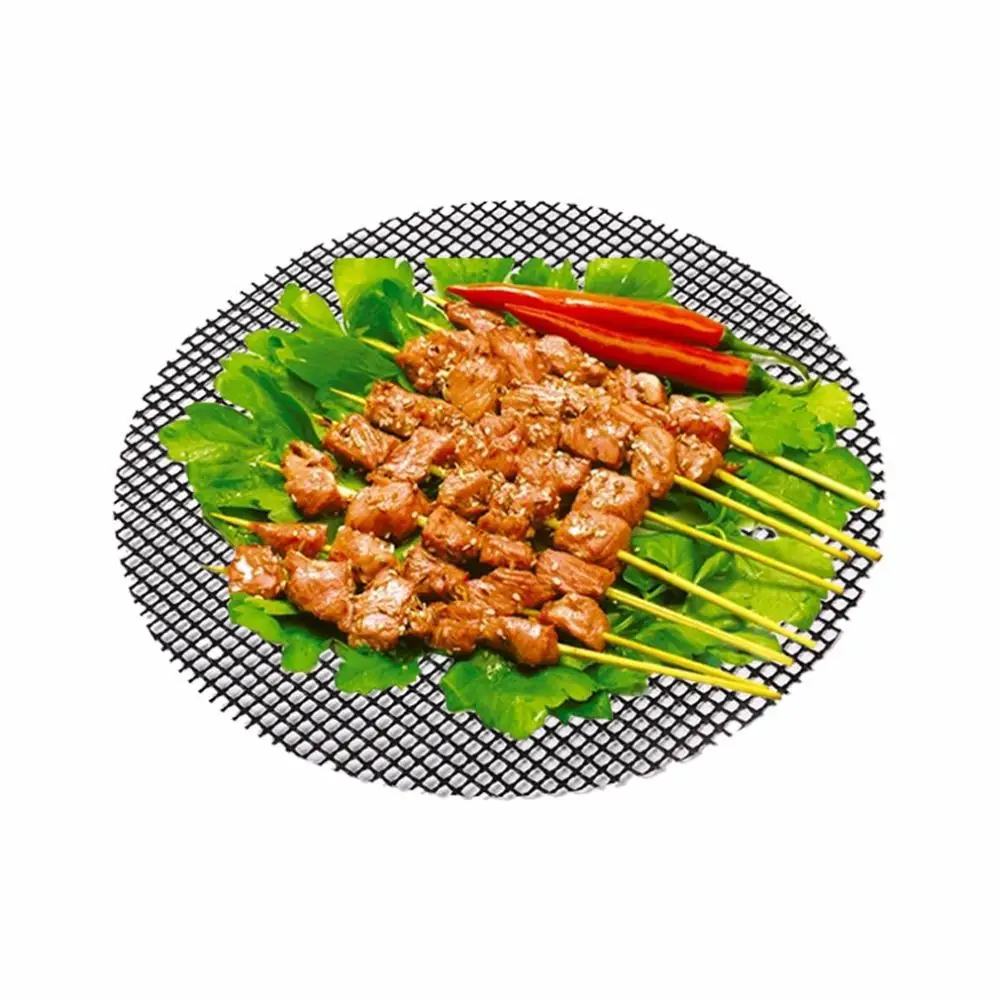 Round Mesh BBQ Grill Mat Heat Resistant Reusable Non Stick Roasting