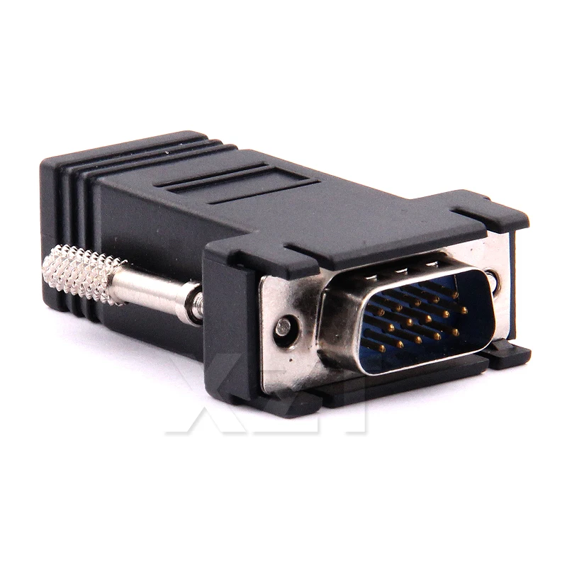 

AT 1PCS Network Cable Adapter High Quality VGA Extender Male To LAN CAT5 CAT5e CAT6 RJ45 Female Adapter signals up to 100ft