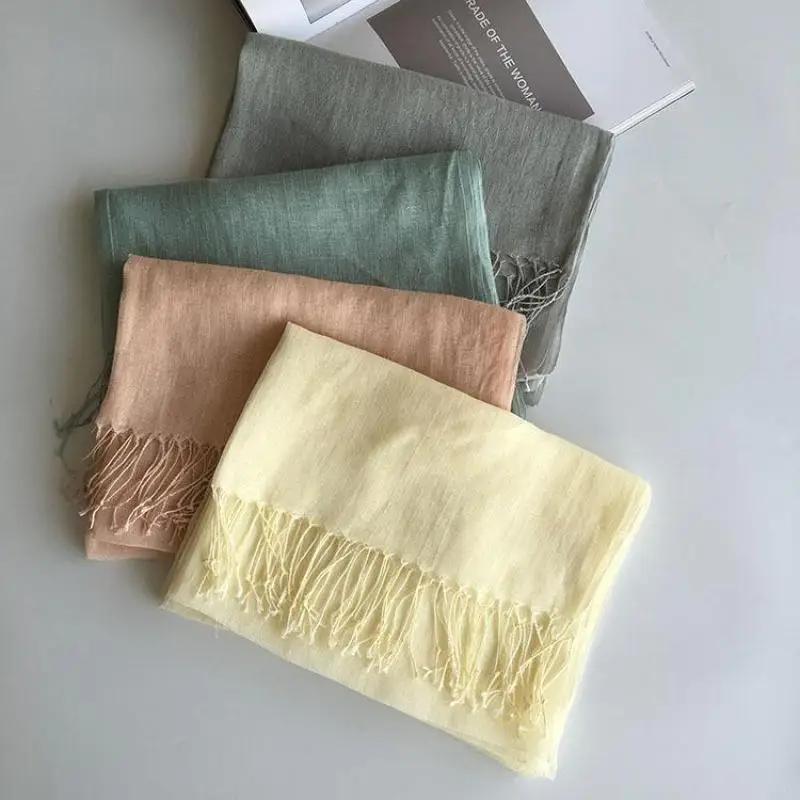 

Unisex Style spring summer autumn winter Scarf Cotton And Linen Solid Color long women's scarves shawl fashion men scarf
