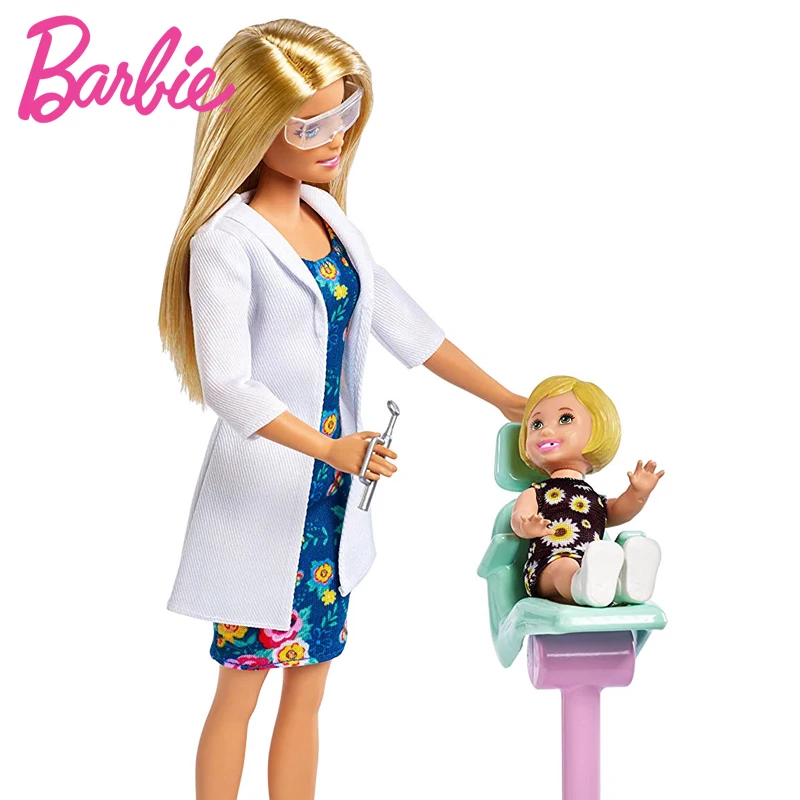 Кукла-стоматолог Barbie authorized и игровой набор, игрушка-доктор с аксессуарами, милая детская кукла Барби Boneca FXP16 для детей, подарок на день рождения