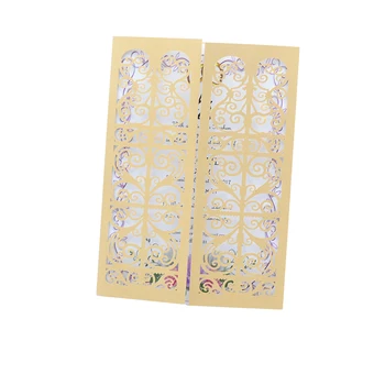 

laser cut classic light brown pearl paper elegant muslin wedding gate fold invitation card