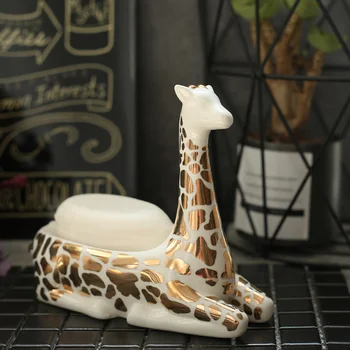

Kelly American ceramic giraffe soap dish European modern creative home decoration ornaments gold soap box lo1017722