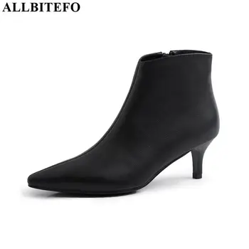 

ALLBITEFO natural genuine leather women boots Autumn Winter fashion girls ankle boots comfortable High quality bota de neve