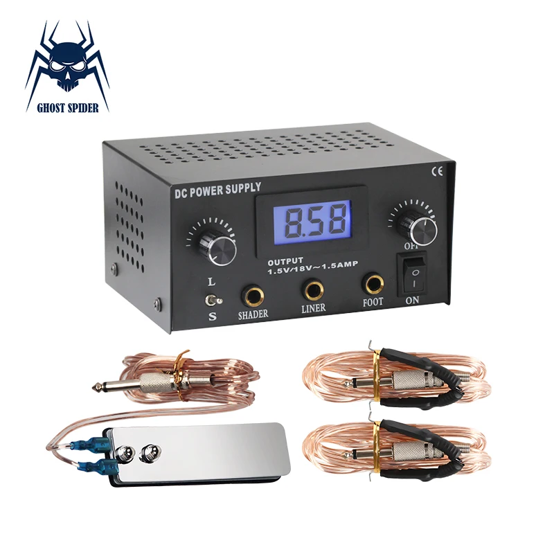 

Professional Black Dual Digital LCD Tattoo Power Supply Kit With Plug 2PCS Clip Cord 1PC Foot Pedal For Tattoo Machine Gun