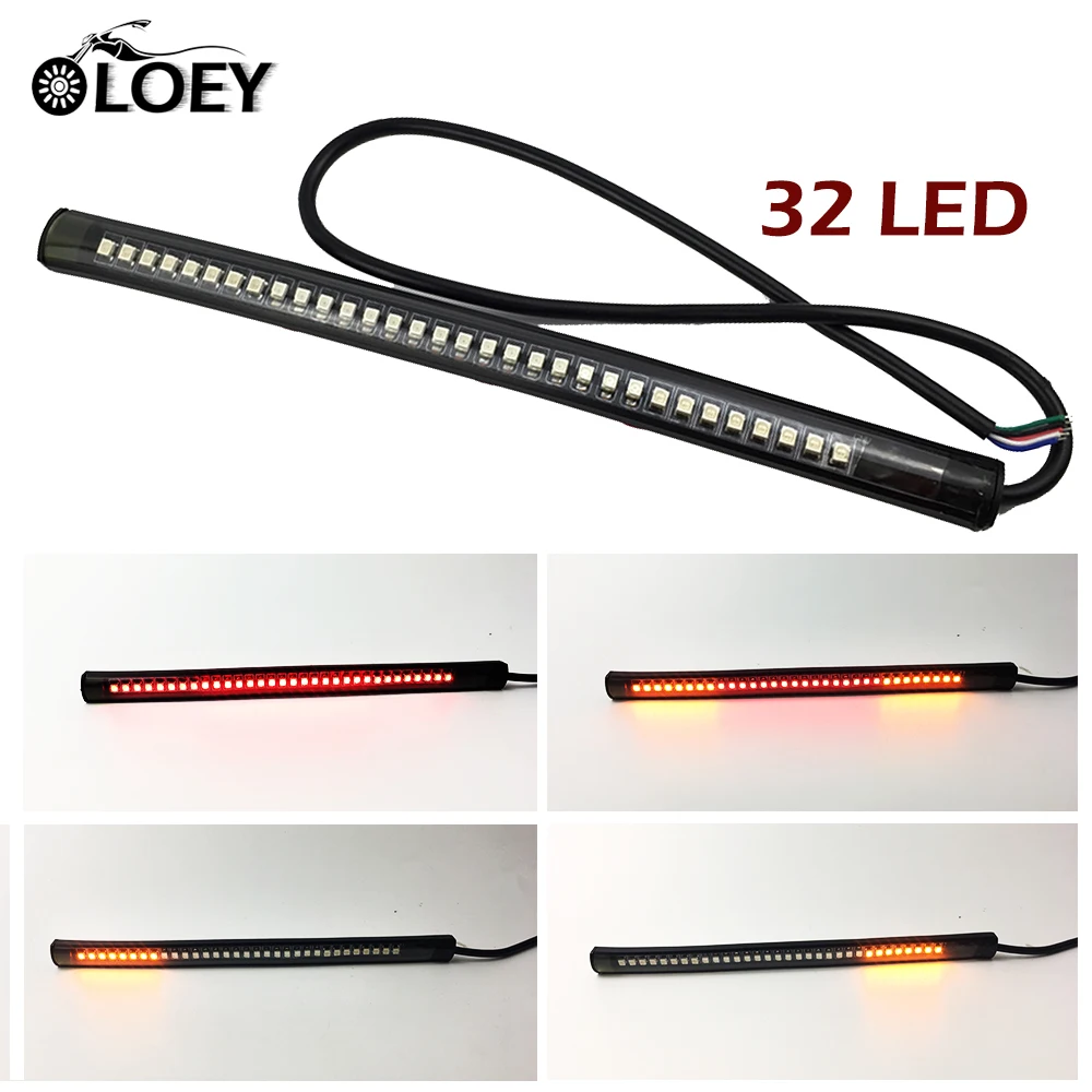 Universal flexible 32 Leds light bar Motorcycle Turn Signal Tail Brake Stop Flowing Strip Light Car