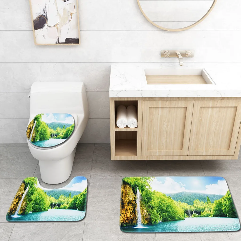 3pcs Non Slip Bath Mat Bathroom Kitchen Carpet Doormats Decor Home