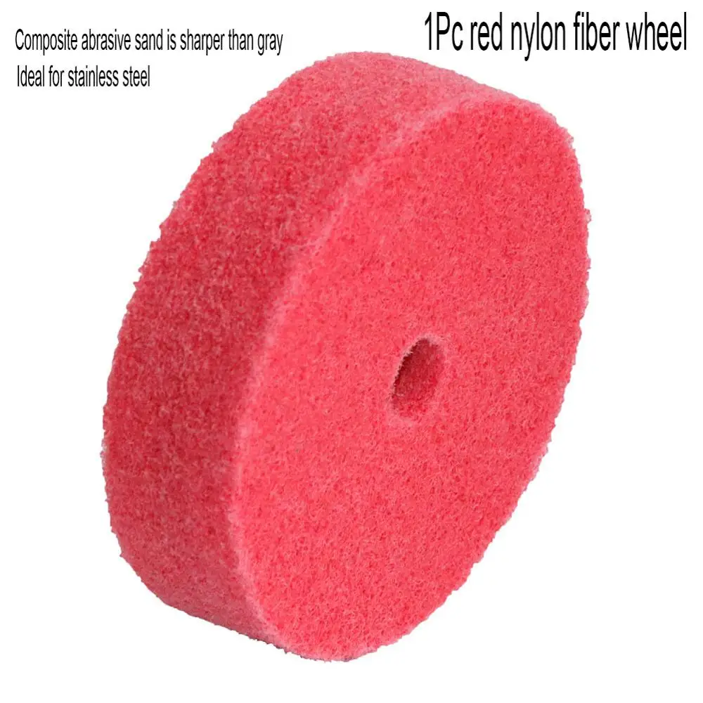Red Fiber 1PC " дюймовые полировальные колеса из нейлонового волокна, шерсть, войлок, хлопковая ткань, полировочное колесо, Нетканая Шлифовальная головка для металла, дерева, железа 75*10 мм - Цвет: Red Fiber 1PC