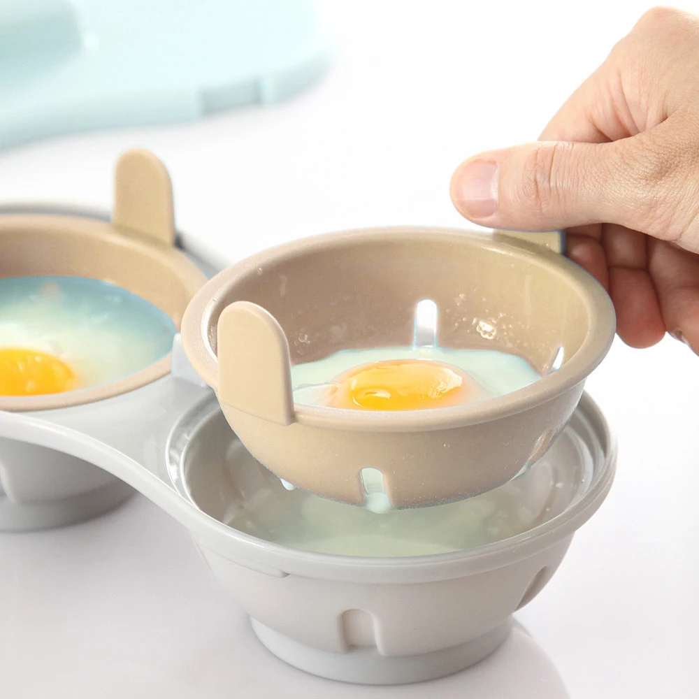 

1Pc Egg Poachers Perfectly Cooked Egg Boiler Cup Egg Skillet Kitchen Steamed Egg Set Double Cooking Tools Microwave Oven