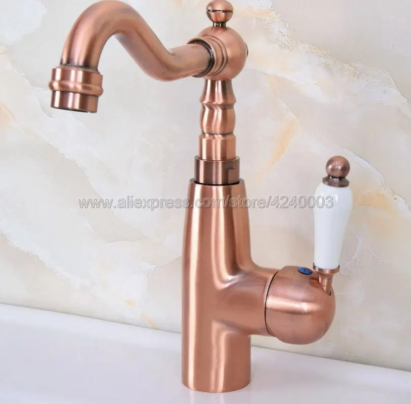 العتيقة النحاس الأحمر سطح جبل حمام حوض صنبور الغرور المصارف خلاط صنبور الباردة والساخنة مياه الحنفية Knf631