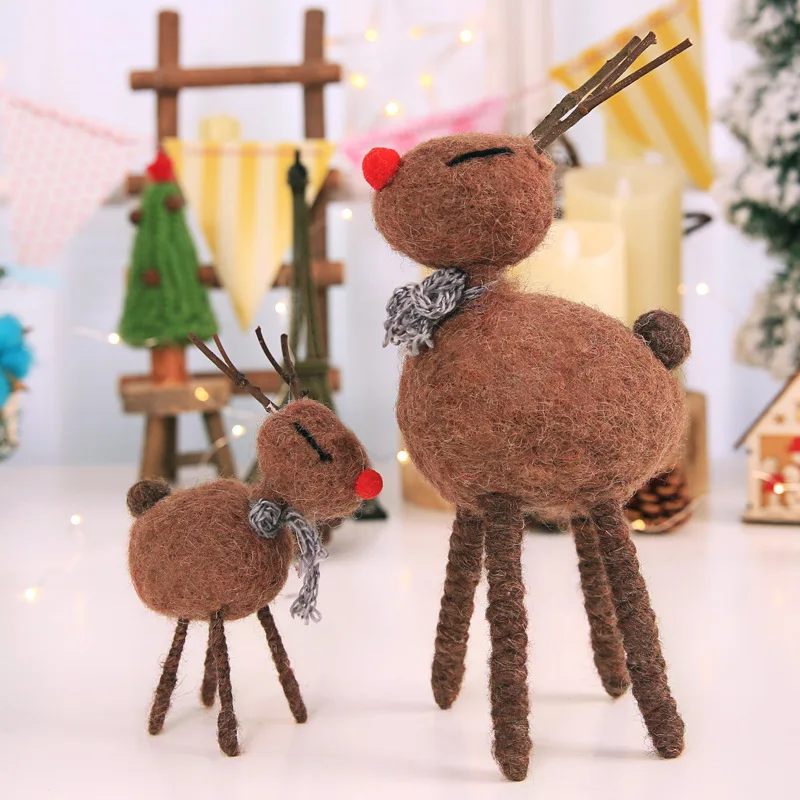 

1 PCS Lovely Christmas Decorations Plush Plastic Simulation ELK Deer Pendant Ornaments New Year For Home Christmas Gifts