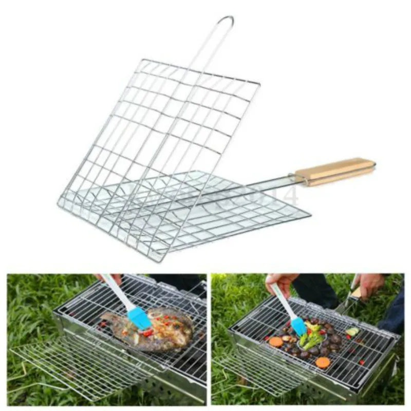 

Bbq Tools Meat Fish Grill Basket Vegetables Barbeque Food Holder Barbecue Tray New Portable Wild Barbecue Net Easy Washable