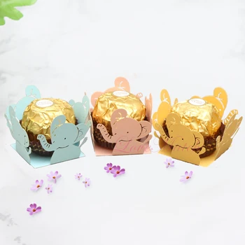 

50Pcs Laser Cut Wedding Candy Bar Elephant Design Wedding Favors And Gifts Party Decoration Baby Shower Paper Chocolate Bar
