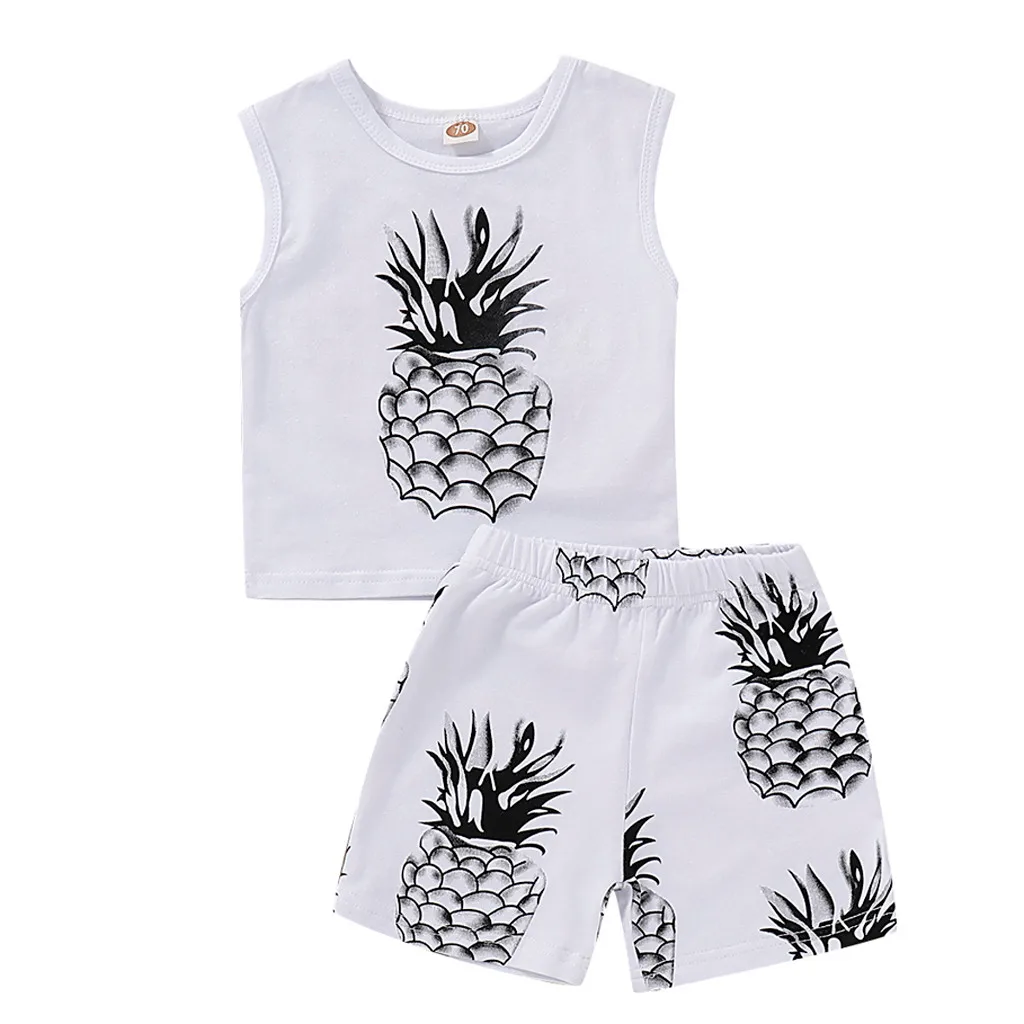 Infant Baby Boy Clothes Floral Vest Tops T-Shirt Shorts Pants 2PCS Kids Boutique Clothing bebes Roupas Infantis |