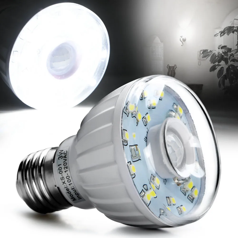 High Quality 3528SMD 23LED Human Body Infrared Sensor Bulb Automatic Sensor LED Light  Lamp E27 3W