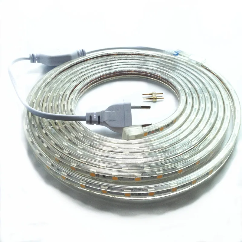SMD 5050 AC 220V Гибкая светодиодная лента 1 м/2 м/3 м/4 м/5 м/6 м/7 м/8 м/9 м/10 м/15 m/20 M + Вилка