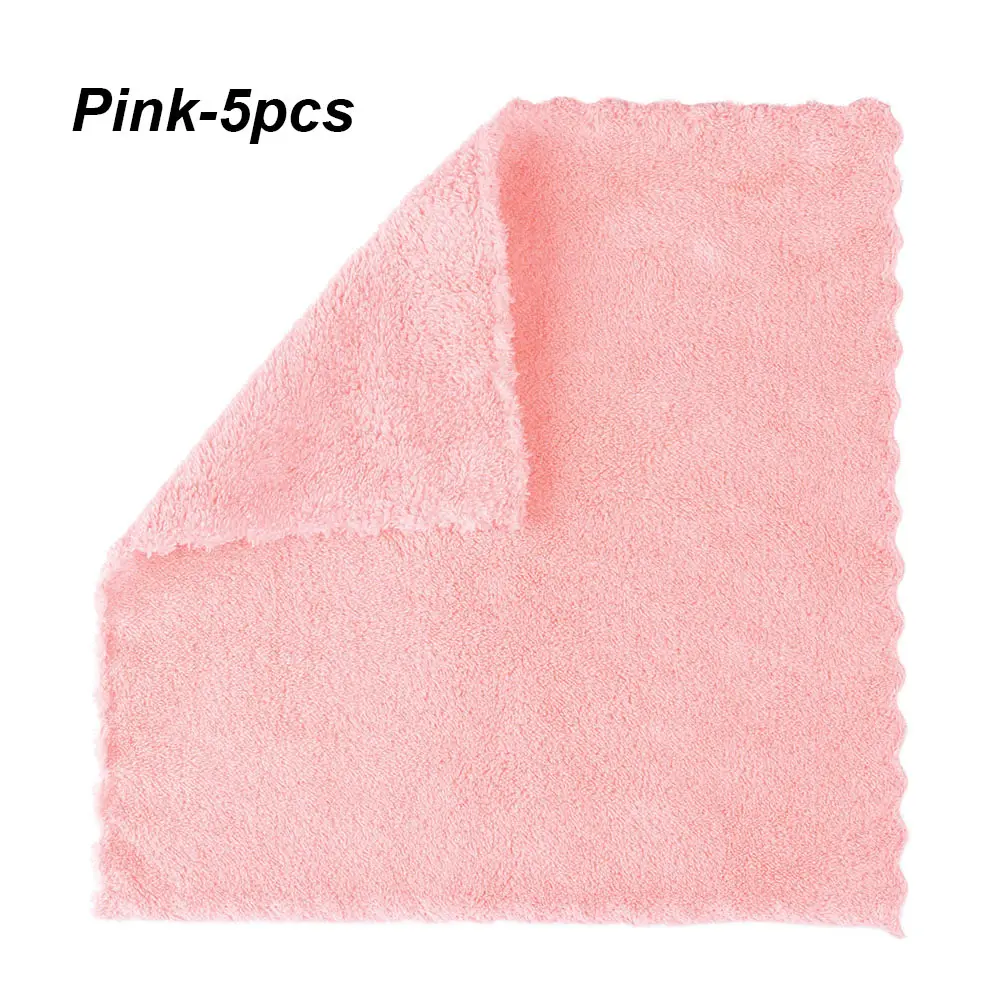 1/5 шт. супер Абсорбент микрофибры Кухня Блюдо чистой ткани мягкая посуда домашнее полотенце для уборки губки Кухня инструменты - Цвет: Pink-5pcs