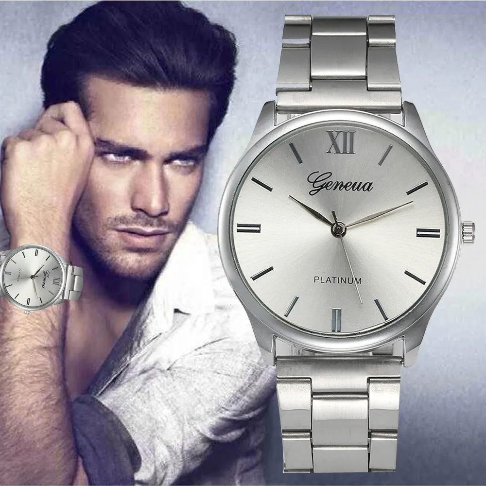 mens watches top brand luxury Fashion business watch Crystal Stainless Steel Analog Quartz Wrist