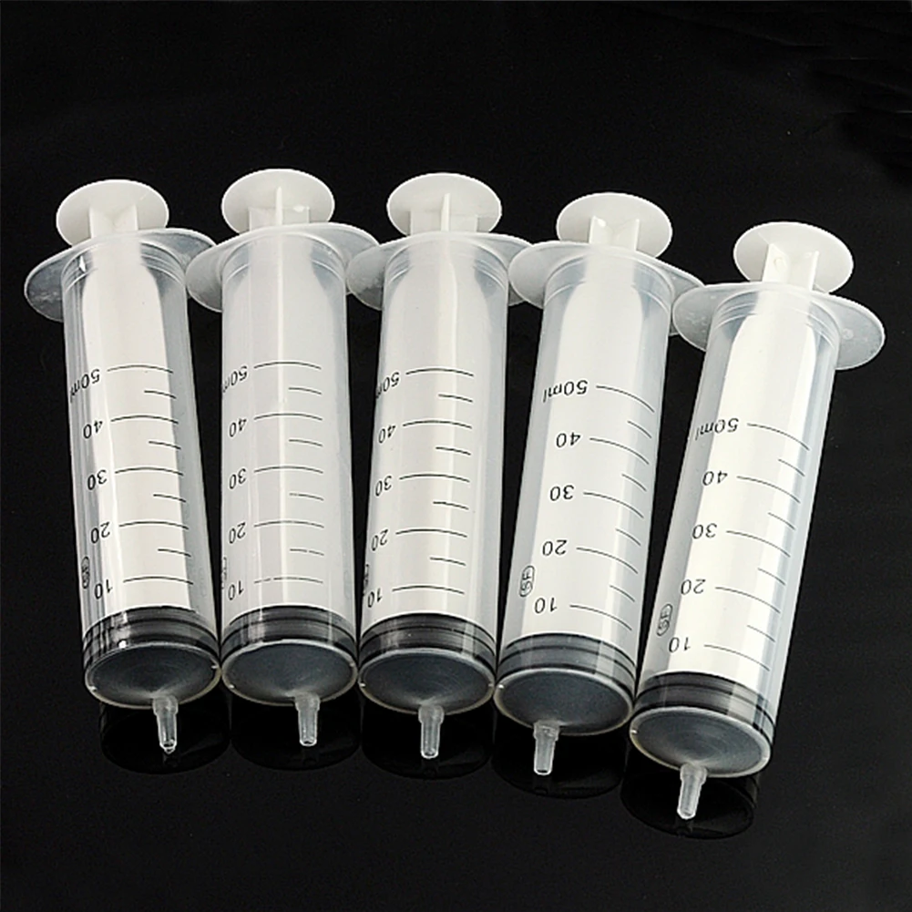 

5 Pcs 50mL Disposable Sampler Plastic Syringe Cubs Measuring Nutrient Hydroponic epoxy resin syringe With Cover Measuring