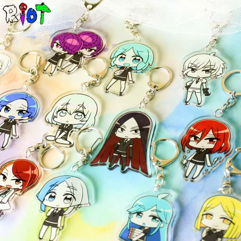 

5Pcs/Lot Houseki no Kuni Land Land of the Lustrous Q Version Keychain Figure Model Kawaii Cute Acrylic High Quality Keyring Gift