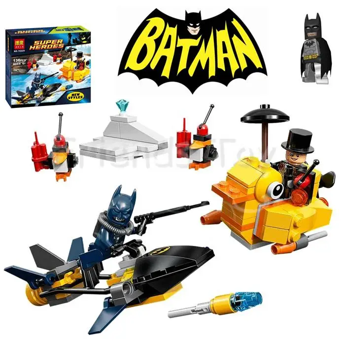 

136pcs Batman Set The Penguin Face Off Super Heroes Marvel DC Building Blocks Minifigures Toy Compatible With LEGO 76010
