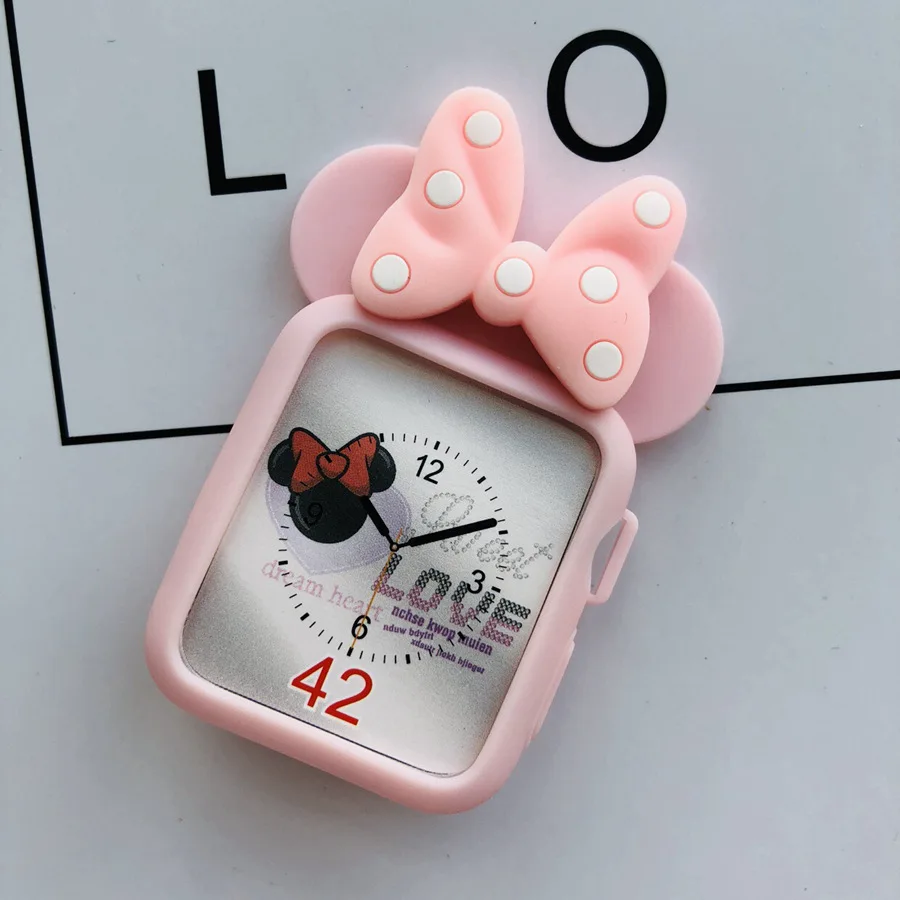pink Чехол из ТПУ для Apple watch полная мультяшная Защита серии 4 3 2 1 Ремешок силиконовый бампер для iWatch чехол для Минни Маус - Цвет: pink